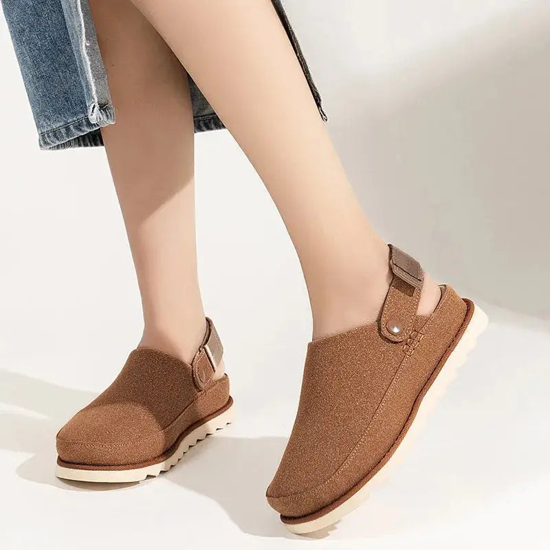 2024 New Soft-soled Leather Women's Baotou Slippers Couple Fashion Breathable Casual Comfortable Half-support Shoes dermacollagene.com