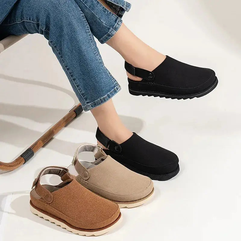 2024 New Soft-soled Leather Women's Baotou Slippers Couple Fashion Breathable Casual Comfortable Half-support Shoes dermacollagene.com