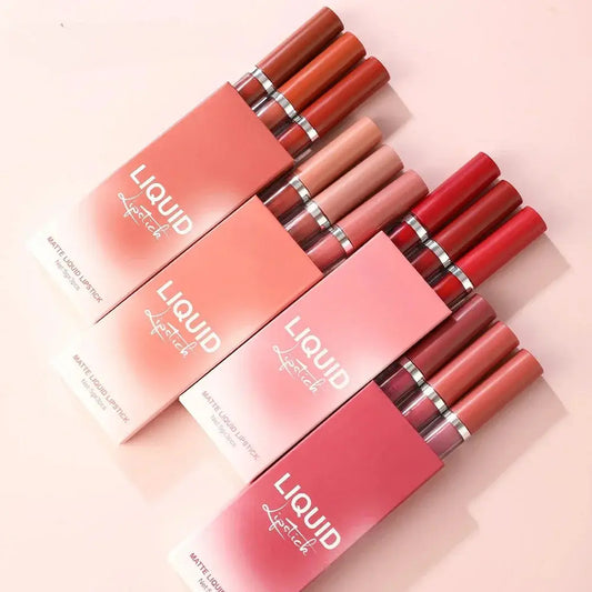 3pcs Velvet Matte Lip Gloss Set Waterproof Long-wear Liquid Lipstick Lip Colour Lips Daily Makeup Women Cosmetics dermacollagene.com