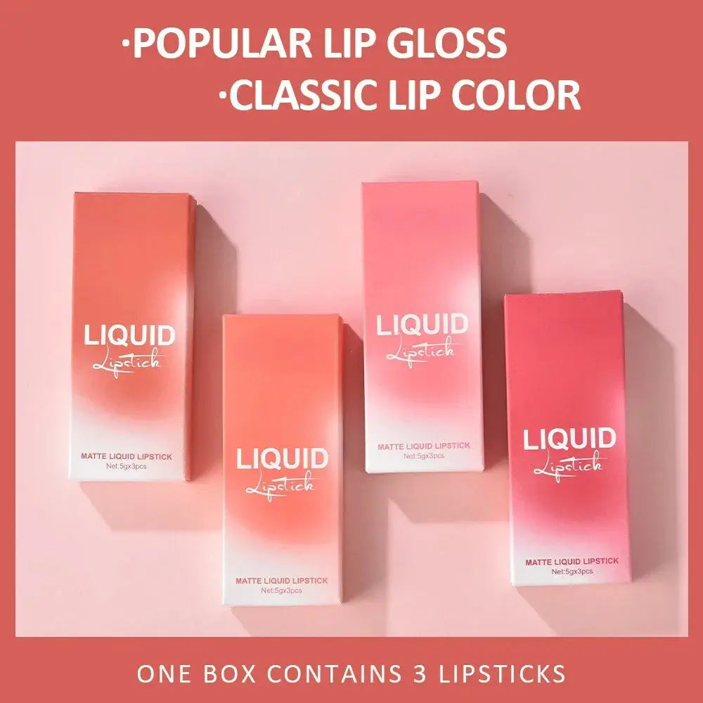 3pcs Velvet Matte Lip Gloss Set Waterproof Long-wear Liquid Lipstick Lip Colour Lips Daily Makeup Women Cosmetics dermacollagene.com