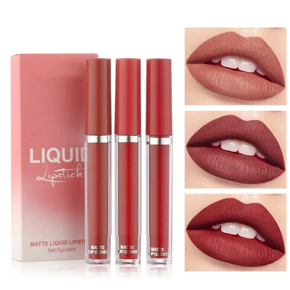 3pcs Velvet Matte Lip Gloss Set Waterproof Long-wear Liquid Lipstick Lip Colour Lips Daily Makeup Women Cosmetics dermacollagene.com