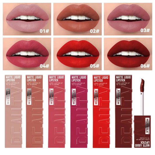 6 Colors Nude Matte Lip Gloss Waterproof Lasting Lipstick Not Fading Sexy Nude Red Pink Velvet Liquid Lipsticks Makeup Cosmetic dermacollagene.com