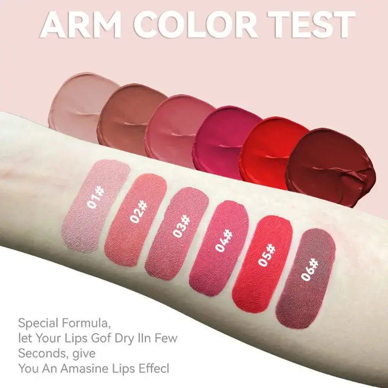 6 Colors Nude Matte Lip Gloss Waterproof Lasting Lipstick Not Fading Sexy Nude Red Pink Velvet Liquid Lipsticks Makeup Cosmetic dermacollagene.com