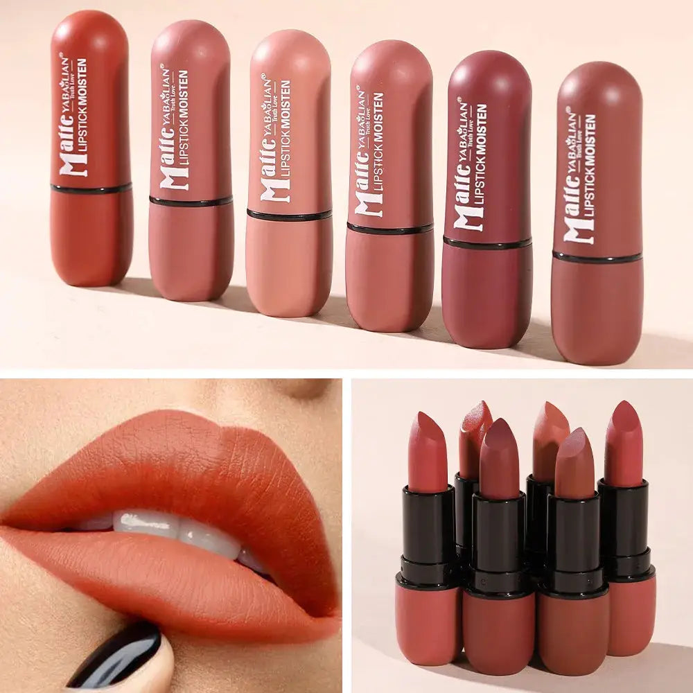 6 Colors Sexy Matte Lipstick Waterproof Long Lasting Color Rendering Non-stick Velvet Lips Liner Pencil Woman Makeup Cosmetics dermacollagene.com