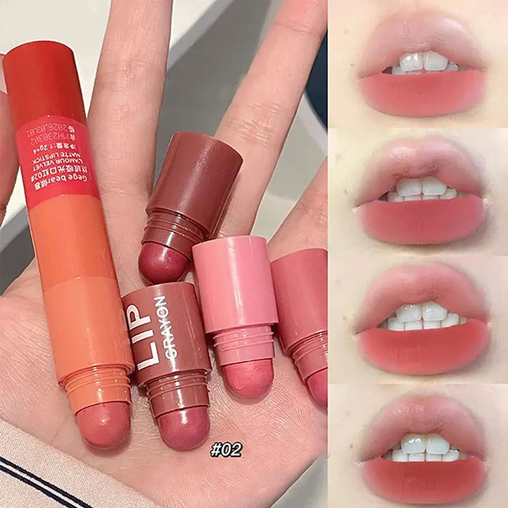 Gege Bear 4 in 1 Velvet Matte Crayon Lipstick Super Stay Makeup Pink Red Long Wear Waterpoof Non-Stick Cup Tiny Lip Stick dermacollagene.com