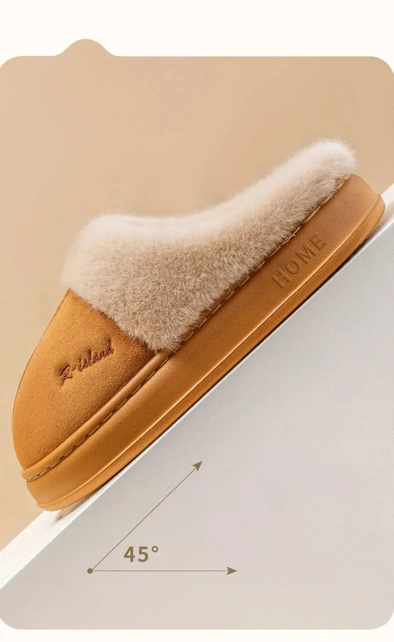 Plush Cotton Slippers Autumn Winter Home Shoes Indoor Thick Sole Non-Slip Cashmere Warm Fashion Slides dermacollagene.com