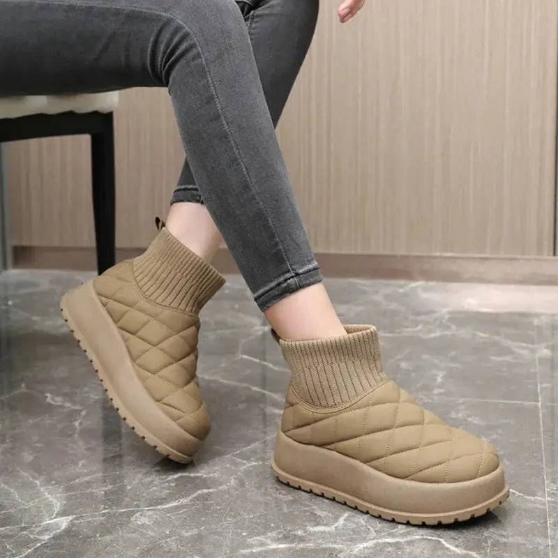 Winter Ankle Boots for Women Casual Comfort Warm Quilted Shoes Woman Plus Plush Thick Sole Snow Boot Padded Shoes Footwear Botas dermacollagene.com