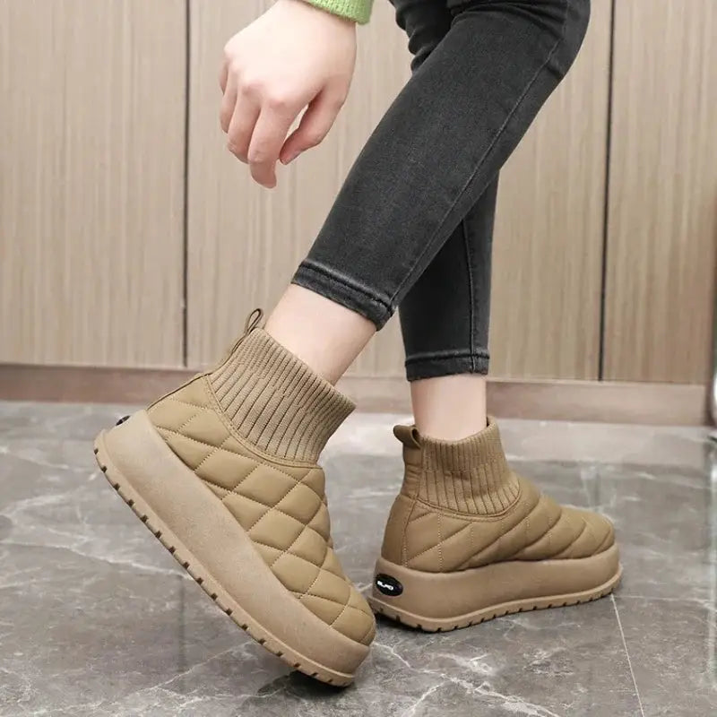 Winter Ankle Boots for Women Casual Comfort Warm Quilted Shoes Woman Plus Plush Thick Sole Snow Boot Padded Shoes Footwear Botas dermacollagene.com