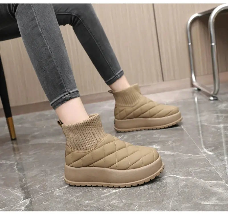 Winter Ankle Boots for Women Casual Comfort Warm Quilted Shoes Woman Plus Plush Thick Sole Snow Boot Padded Shoes Footwear Botas dermacollagene.com