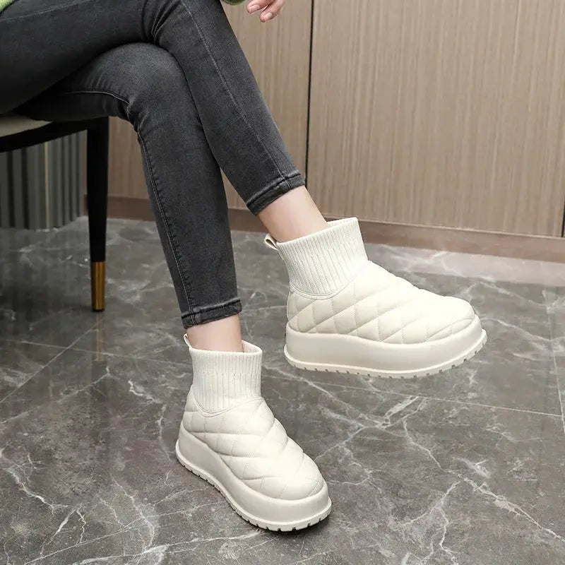 Winter Ankle Boots for Women Casual Comfort Warm Quilted Shoes Woman Plus Plush Thick Sole Snow Boot Padded Shoes Footwear Botas dermacollagene.com