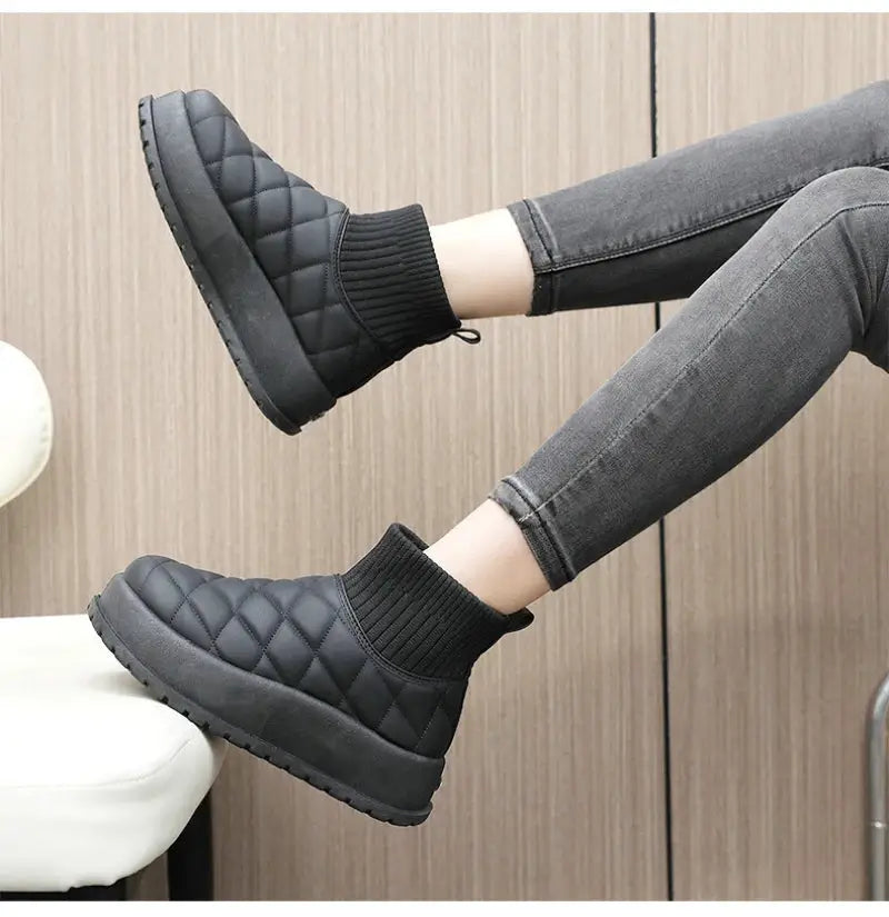 Winter Ankle Boots for Women Casual Comfort Warm Quilted Shoes Woman Plus Plush Thick Sole Snow Boot Padded Shoes Footwear Botas dermacollagene.com