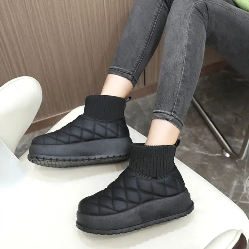 Winter Ankle Boots for Women Casual Comfort Warm Quilted Shoes Woman Plus Plush Thick Sole Snow Boot Padded Shoes Footwear Botas dermacollagene.com