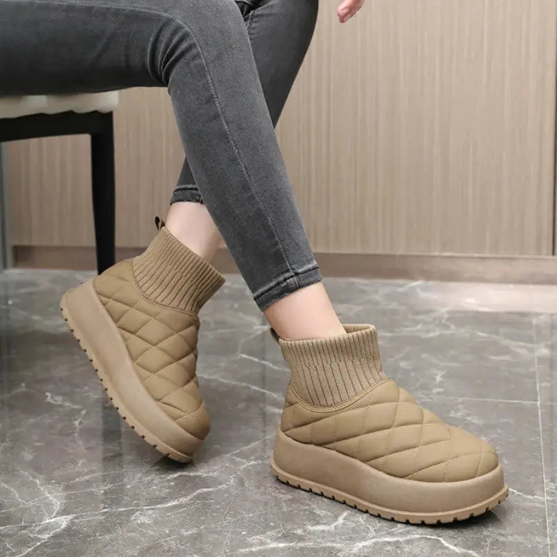 Winter Ankle Boots for Women Casual Comfort Warm Quilted Shoes Woman Plus Plush Thick Sole Snow Boot Padded Shoes Footwear Botas dermacollagene.com