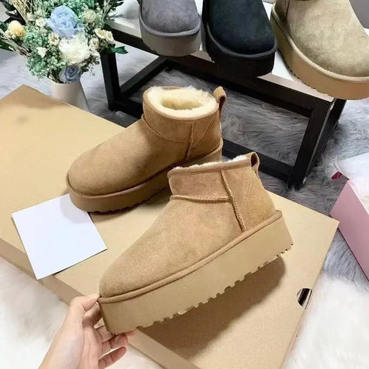 Women's Winter Warm Snow Boots 2024 Waterproof Anti-slip Cotton Women's Padded Thickened Platform Ankle Boots Botas Mujer dermacollagene.com