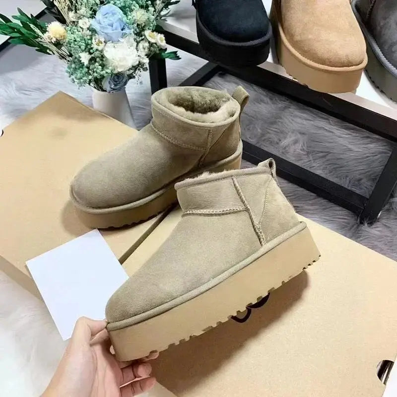 Women's Winter Warm Snow Boots 2024 Waterproof Anti-slip Cotton Women's Padded Thickened Platform Ankle Boots Botas Mujer dermacollagene.com